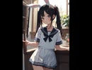 ウサギの女の子「メイベルちゃん」のAIイラスト　※セーラー服バージョン