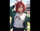 ウサギの女の子「ウェンディちゃん」のAIイラスト　※野球場バージョン