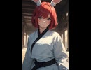 ウサギの女の子「ウェンディちゃん」のAIイラスト　※柔道着バージョン