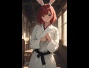 ウサギの女の子「ウェンディちゃん」のAIイラスト　※柔道着バージョン