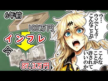 【インフレ】6年前100万円→今87.3万円【物価高】