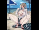 イラストメイキング「アルビノギャルの水着」