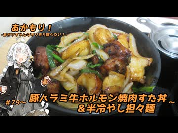 あかもり！#79～豚ハラミ牛ホルモン焼肉すた丼＆半冷やし担々麺～【伝説のすた丼屋】