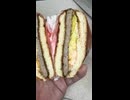 マクドナルドの博多明太バターてりやきのご当地マックを切りました。　#マクドナルド　#博多　#明太バター　#てりやき　#ご当地マック