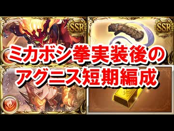 ミカボシ拳実装後、アグニスの短期編成はどうなったか？本数ごとにつよばはヒヒ掘り想定で検証結果を紹介する！ 【火古戦場/グラブル】