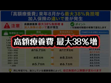 ◆高額療養費 最大38％増 ～ 家計直撃 医療費負担増、高額医療費上限引上げ