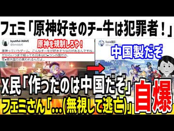 フェミ「原神好きな奴は犯●者でキモイ！規制しろ！」→中国のゲームと聞いた瞬間ダンマリしてしまう...