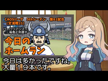 CAOSリーグ　5thシーズン　今日のホームラン　第81試合（交流戦第21試合）