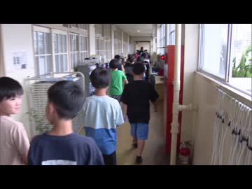 小学校で遠賀川氾濫を想定した防災訓練