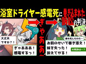 浴室ドライヤーで感電死したずんだもんに巻き込まれたきりたん【AI判決】