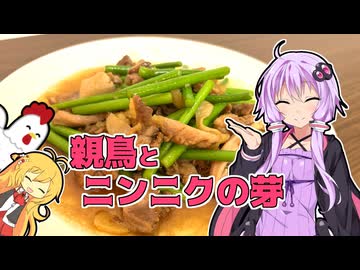 親鳥とニンニクの芽の炒め物【ボイロの献立☆いくつ？ #4】