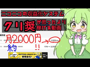 【ずんだもん解説講座】【世界１緩い】収益化条件で初日から貰えるクリ奨が思ったより稼げるよ⭐︎【大体、月２０００円】【純利益１ヶ月１２１０円】【半年で純利益７２６０円】【年間で純利益１４５２０円】