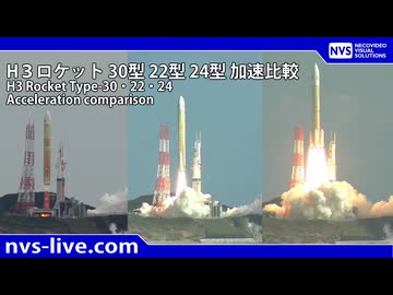 H3ロケット加速比較 30型 22型 24型