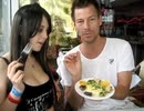 Miss Hannah Minx eating RAW FOOD =^.^=