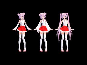 【MMD】Tdaシスターズ Tda式初音ミク 巫女風デフォ服 モデル配布