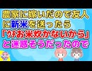 【友やめ】農家に嫁いだので友人グループの３人に新米を送ったらその内一人が「米は炊かない」と迷惑そうだったので他2人にだけ引き続き米を送ってたが…