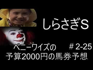 ペニーワイズはしらさぎSを予算2000円で予想をするようです+おまけ予想