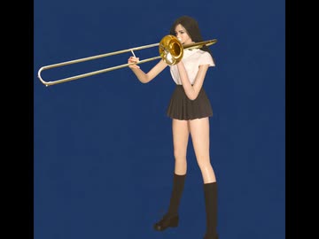 吹奏楽部の裕子（13） 高校2年生裕子17歳 トロンボーン演奏中