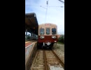 西鉄貝塚線・西鉄新宮駅に停車中の復刻塗装・西鉄600形（普通ワンマン・西鉄貝塚行き）