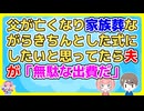【修羅場】父の葬儀はコ□ナ禍で家族葬になるがきちんとした式にしたいと思ってたのに夫が「家族だけなんだから無駄だろ」