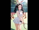 テニスをしている竈門メイベルちゃん