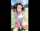 テニスをしている竈門メイベルちゃん