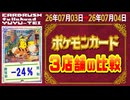 《136枚/日｜ポケカ(3店舗)｜7月4日》＜100円以上変動＞ 買取相場 ※シングルのみ、未開封・サプライなし #ポケモンカード