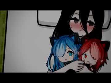 夜、ねことうさぎ