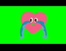 【動画素材】泣くハートアニメーション【グリーンバック・クロマキー素材・ループ】