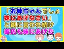 親に「お姉ちゃんでしょ、妹にあげなさい」と言われてきたから慣れきっちゃって妹が「ほしい」と言ったものはホイホイあげる習慣がついていた