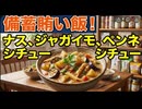 備蓄賄い飯　ナス、ジャガイモ、ペンネ、シチュー