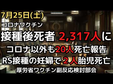 新型コロナワクチン接種後死亡者報告数が2,317人に　新型コロナ以外でも帯状疱疹ワクチンなどで20人の死亡報告　妊婦に推奨されたRSウイルスワクチンでも2人の胎児死亡報告、添付文書にGBS追加