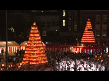 夏の夜を彩る「光のピラミッド」 戸畑祇園大山笠競演会に観客魅了　今年で７３回目　北九州市戸畑区