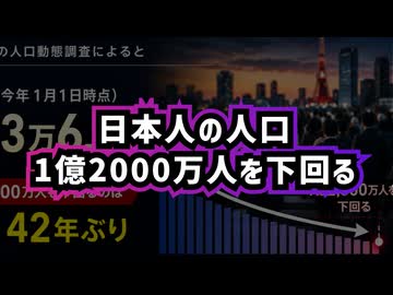 ◆日本人人口、1億2000万人を下回る