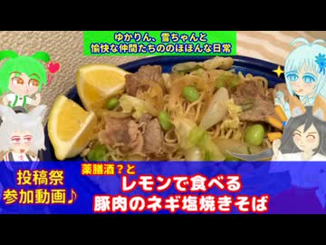 【投稿祭・参加動画】ゆかりん、雪ちゃんと愉快な仲間たちの、のほほんな日常　薬膳酒？と豚肉のネギ塩焼きそば　（VOICEROID・VOICEVOX）