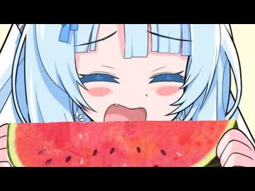 スイカを頂く後輩