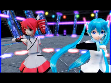 MMD、ミク、テト、計2人、で、オールマスター
