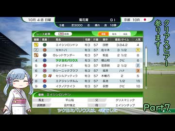 【ウイニングポスト10　2026】初期譲渡馬クリアスピアーの子孫で国内GⅠ全制覇を目指す！【A.I.VOICE：つくよみちゃん実況プレイ】Part7