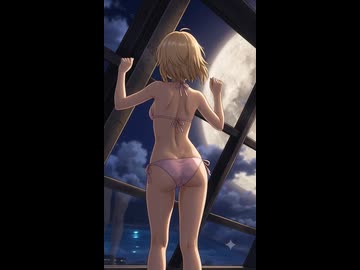 月光浴をしながら屋上プールで踊る魔女