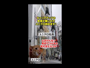 【ユニクロ】入社後わずか5年で早期退職！？新卒社員の80%が離職していくUNIQLOの内情 #猫マニ #猫ミーム #ショート