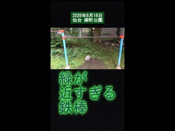緑が近すぎる鉄棒