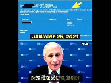 ファウチ氏への内部通告　妊婦ワクチンと流産リスク