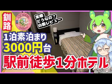 【釧路ホテルレビュー】【一泊3000円台】釧路最駅前徒歩一分の激安宿！実際どうなの？泊ってレビューしてみた【釧路のずんだもん】