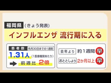 福岡県で早くもインフル流行期入り　猛暑による“3密”が要因か　今後の流行はどうなる？　専門家「ワクチン接種は10月以降、基本的な対策を」