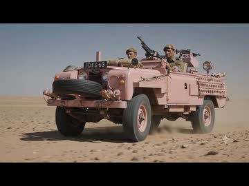 砂漠の平原を疾走するLAND_ROVER