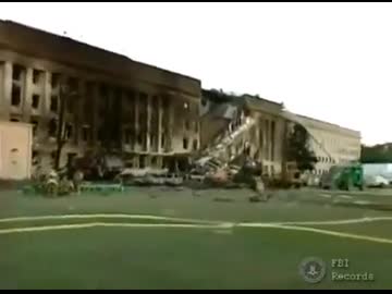 911テロ　ペンタゴン 激突したはずの飛行機なし　現場の映像