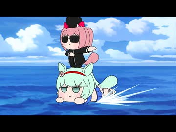 中央が恋しくて高知の海から脱走するウラライズ【ウマ娘 たぬき ハルウララ イブキライズアップ ナムラコクオー】