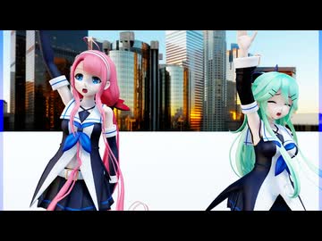 MMD、江風、山風、計2人、で、怪物