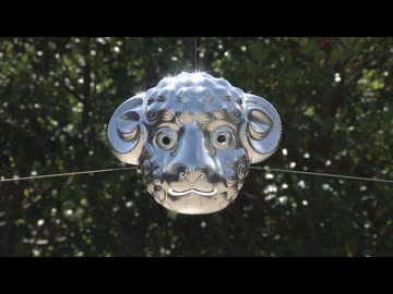 宗像みあれ芸術祭 アルミニウム合金の干支の面　宗像大社で展示