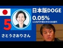 日本版DOGE 5/15　０.０５％　122兆円の予算で、見直して出てきたのは586億円　利払いは13兆円